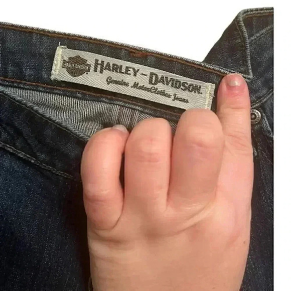 Harley Davidson Vintage Women's Dark Wash Straight Leg Biker Jeans 12‎ LONG - Picture 8 of 9